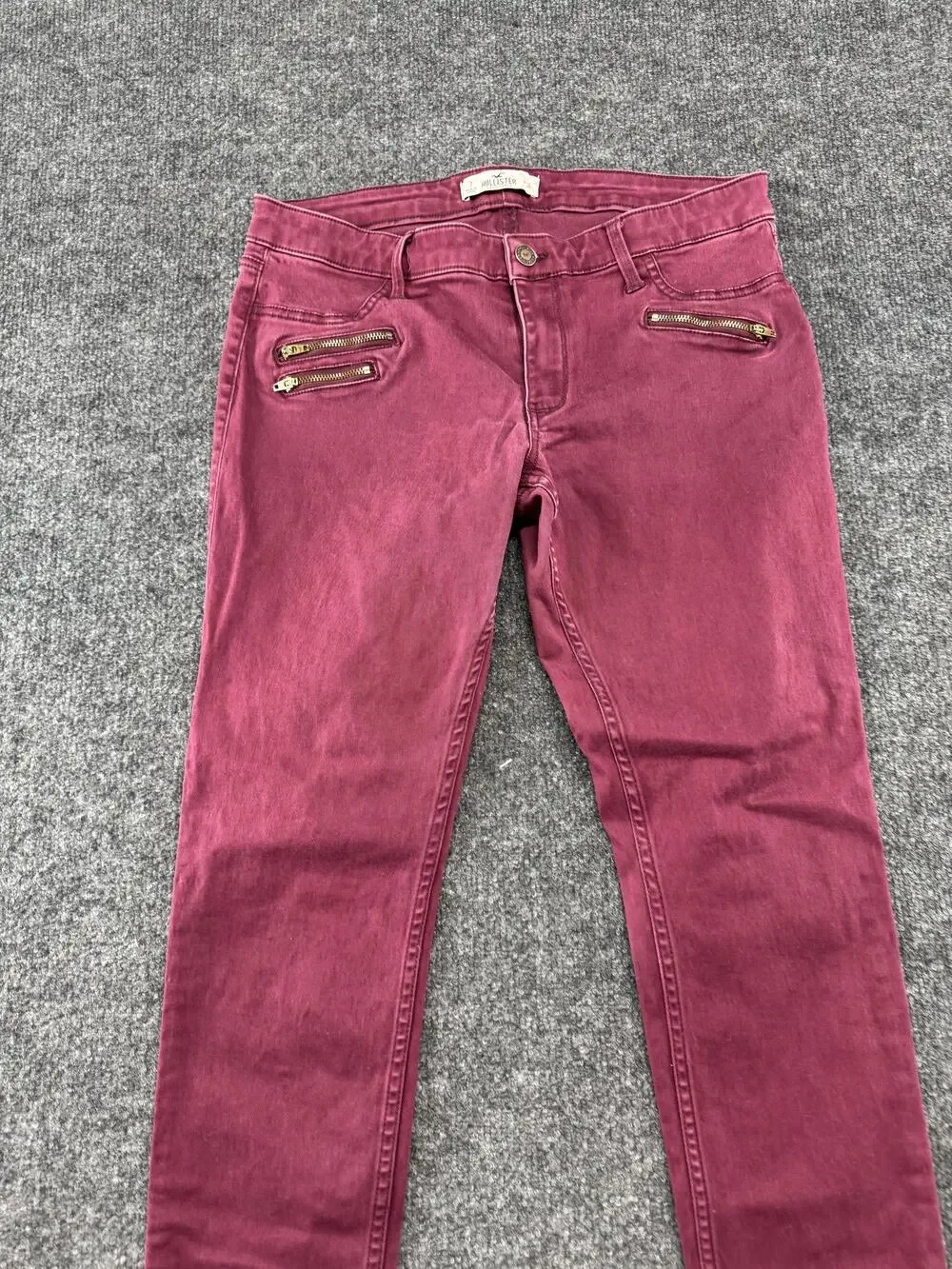 Hollister Jeans Juniors 7 Pink Slim Skinny Stretch Zipper Pocket Denim Pants